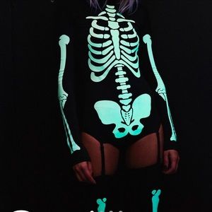 DOLLS KILL SKELETON GLOW IN THE DARK BODY SUIT